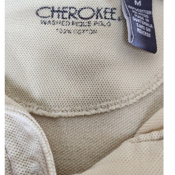 Vintage Cherokee Washed Pique Beige Short Sleeve Polo Men's Size Medium - Picture 6 of 8